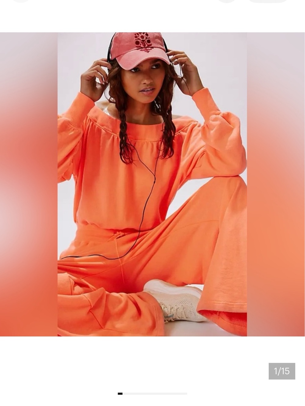 Free People Bright Orange Cozy Jumpsuit